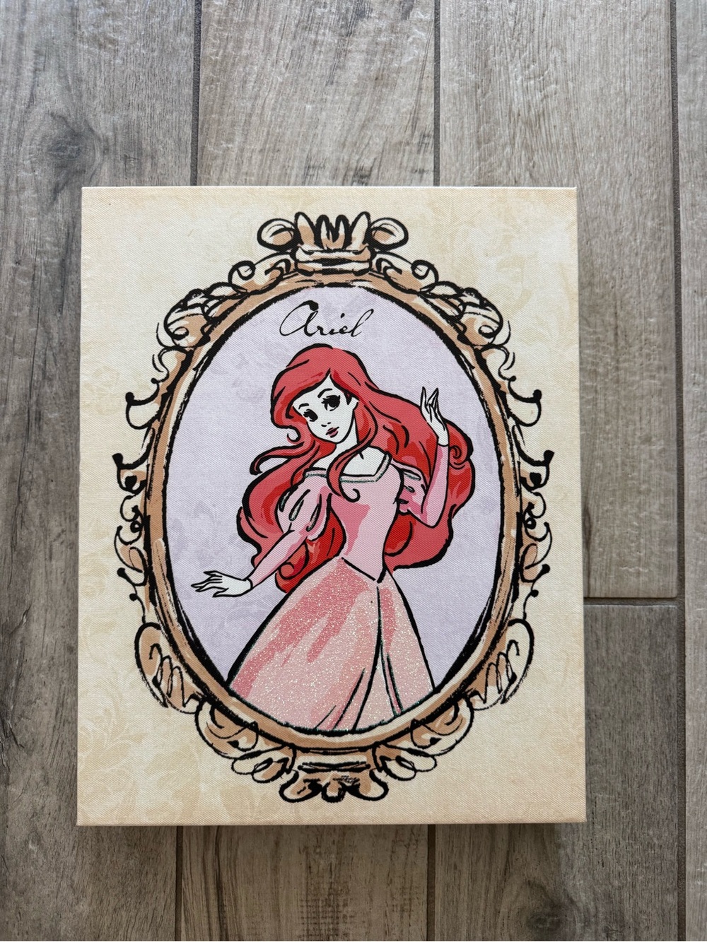 Disney Ariel Pink and Red Framed Portrait Art